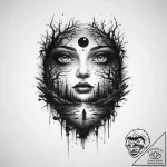 Tattoo design a dark, foggy swamp with myster… – tattoo sketch (№1754306963_0, 04.08.2025 11:29) — tattoovalue.net