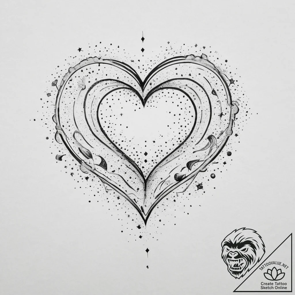 Tattoo sketch a heart with subtle celestial b... - tattoo sketch (№1754307164_0, 04.08.2025 11:32) — tattoovalue.net