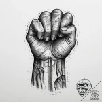 Tattoo design a clenched fist made of stylize… – tattoo sketch (№1754308782_0, 04.08.2025 11:59) — tattoovalue.net