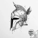 A spartan helmet with an arrow in it (is ther… – tattoo sketch (№1754309585_0, 04.08.2025 12:13) — tattoovalue.net