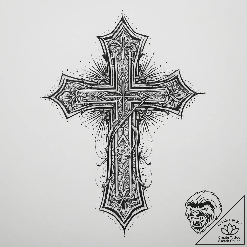 Tattoo sketch a stylized memorial stone with... - tattoo sketch (№1754309787_0, 04.08.2025 12:16) — tattoovalue.net