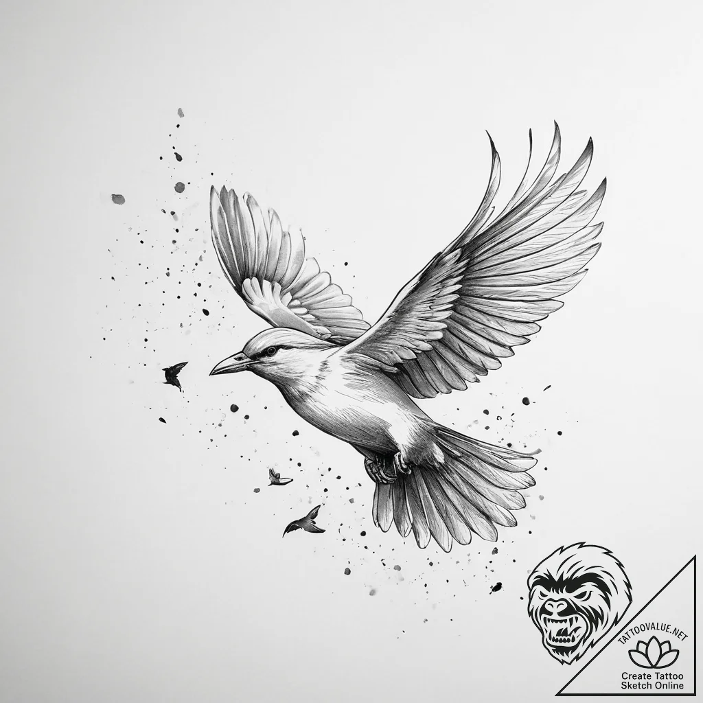 Tattoo design a book whose pages turn into bi... - tattoo sketch (№1754310394_0, 04.08.2025 12:26) — tattoovalue.net