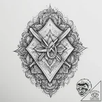 Tattoo design a “completionist” badge with a… – tattoo sketch (№1754310592_0, 04.08.2025 12:29) — tattoovalue.net