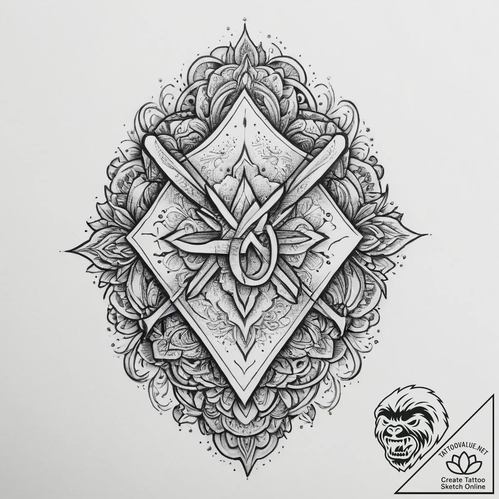 Tattoo design a "completionist" badge with a... - tattoo sketch (№1754310592_0, 04.08.2025 12:29) — tattoovalue.net