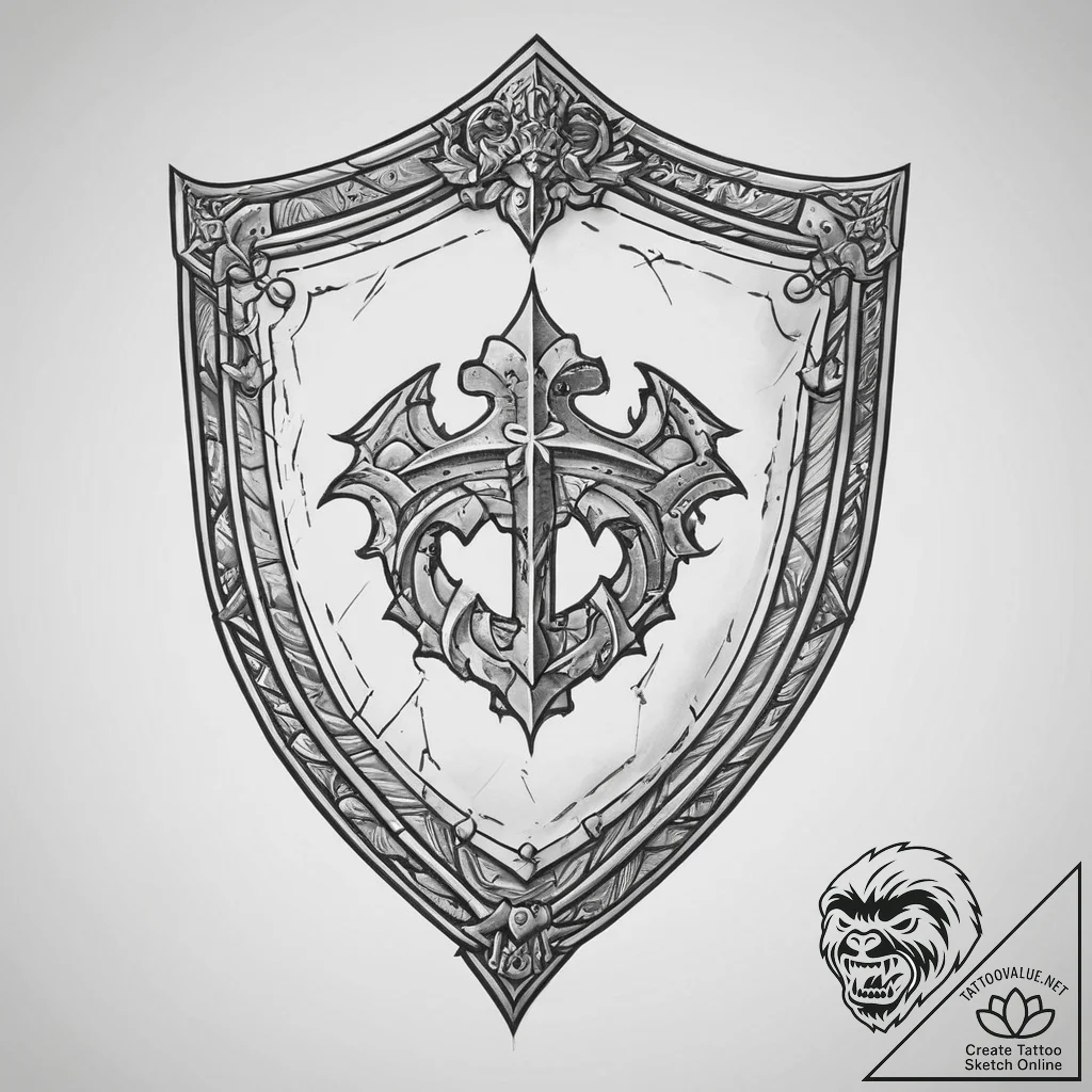 Tattoo design a detailed medieval shield with... - tattoo sketch (№1754311002_0, 04.08.2025 12:36) — tattoovalue.net