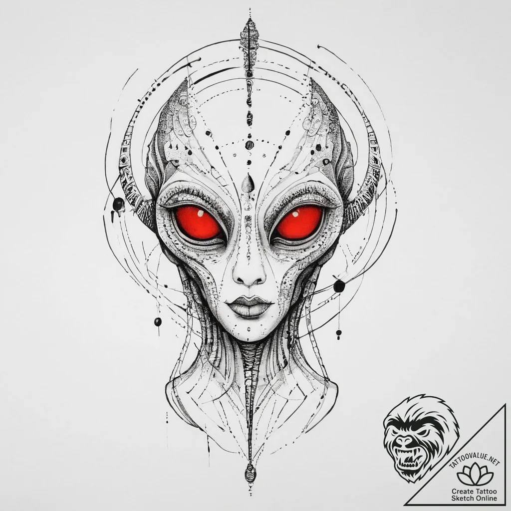 Tattoo design an abstract alien language or s... - tattoo sketch (№1754311203_0, 04.08.2025 12:40) — tattoovalue.net