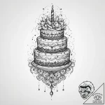 Cake, tattoo line art, on a clean white paper… – tattoo sketch (№1754311817_0, 04.08.2025 12:50) — tattoovalue.net