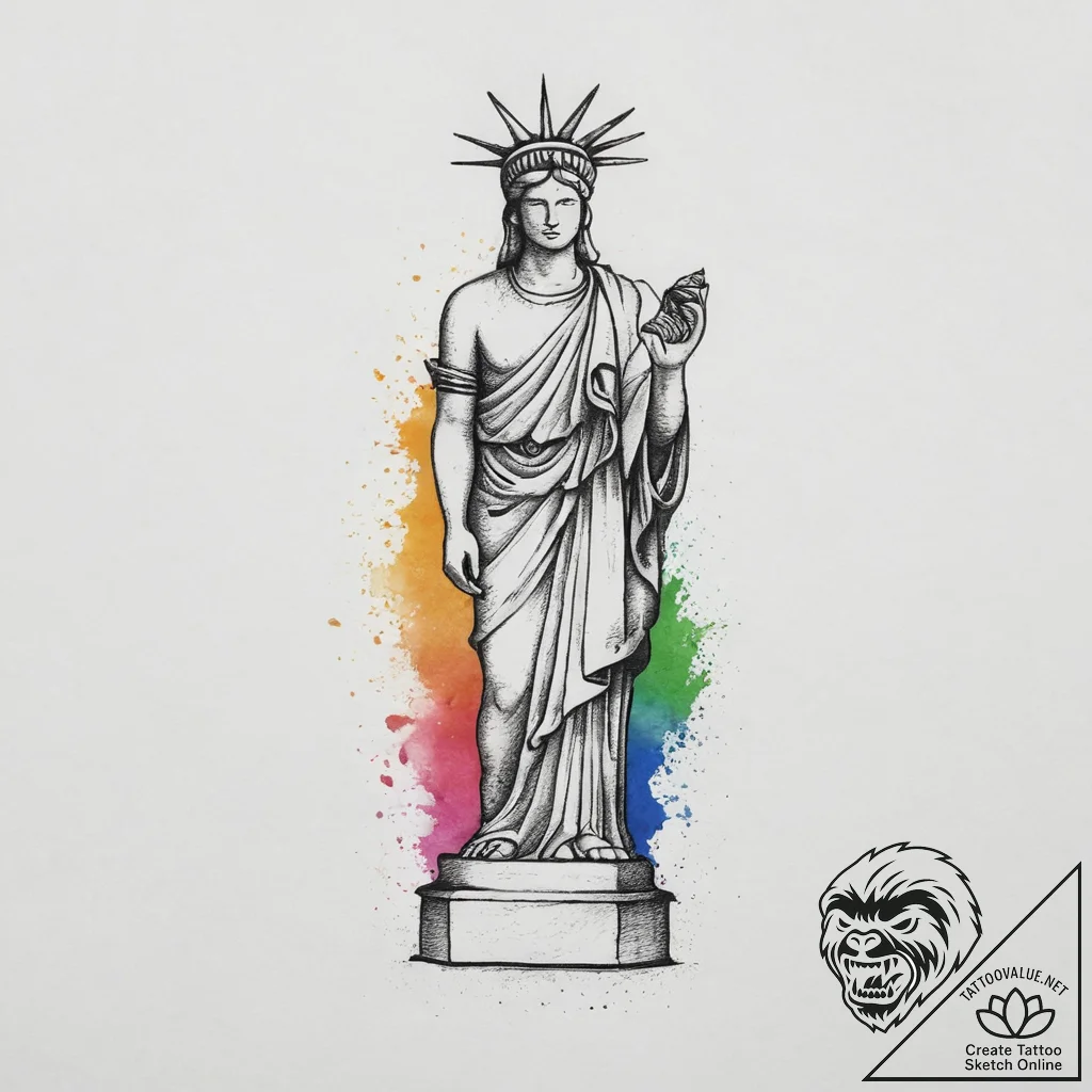 Statue, artistic tattoo sketch, minimalist ta... - tattoo sketch (№1754312223_0, 04.08.2025 12:57) — tattoovalue.net