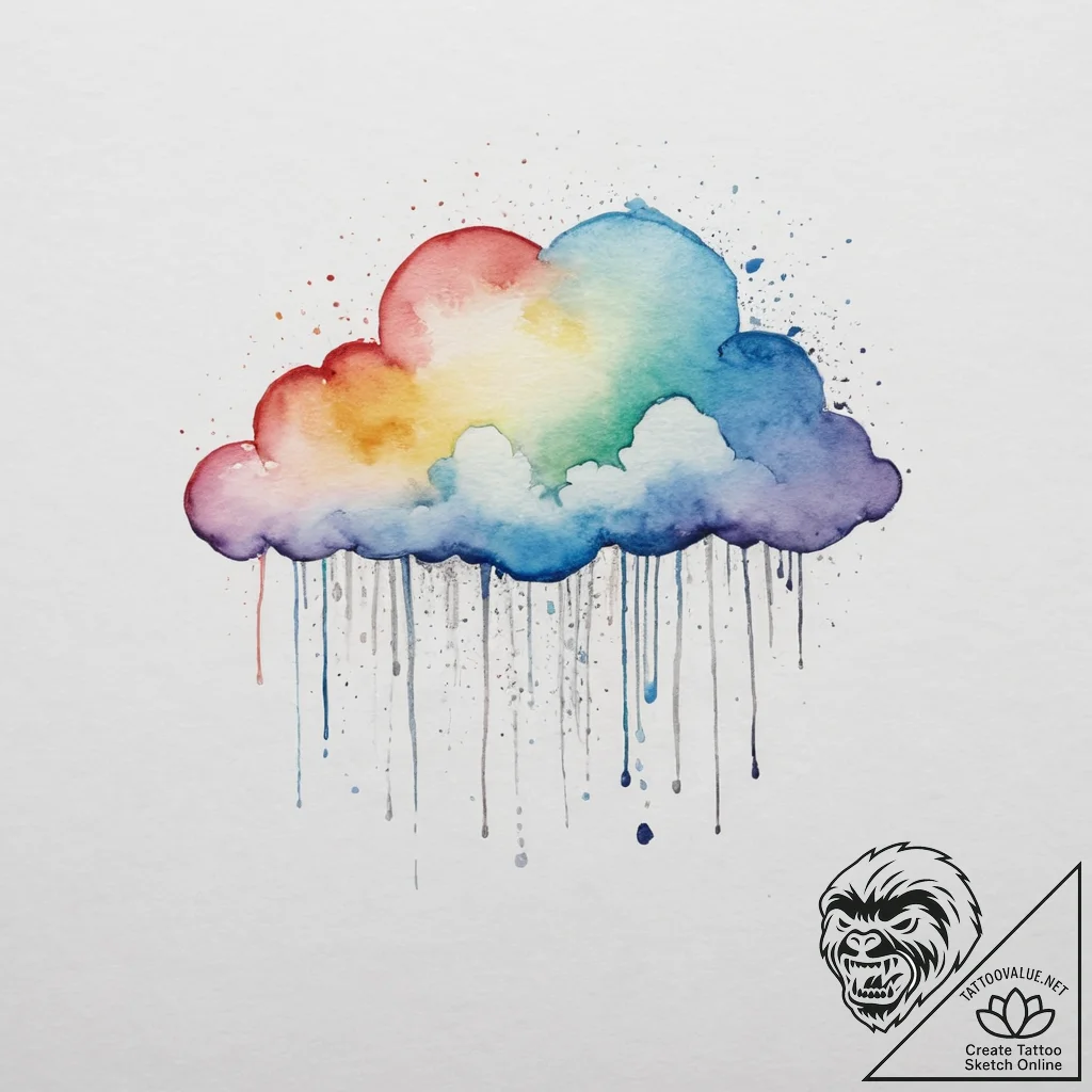 Tattoo sketch a tiny, abstract cloud with a r... - tattoo sketch (№1754312428_0, 04.08.2025 13:00) — tattoovalue.net