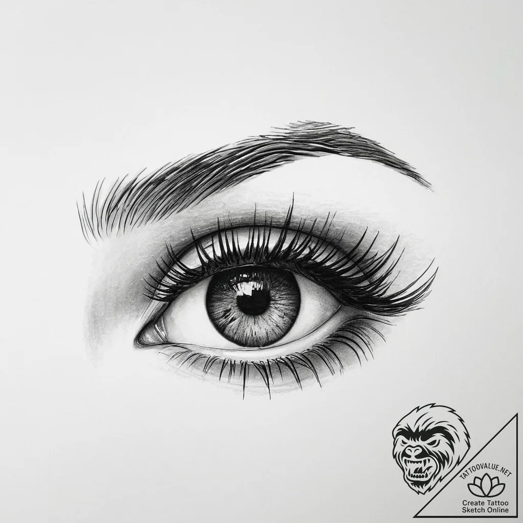 Tattoo design a confident woman's eye, with l... - tattoo sketch (№1754312634_0, 04.08.2025 13:03) — tattoovalue.net