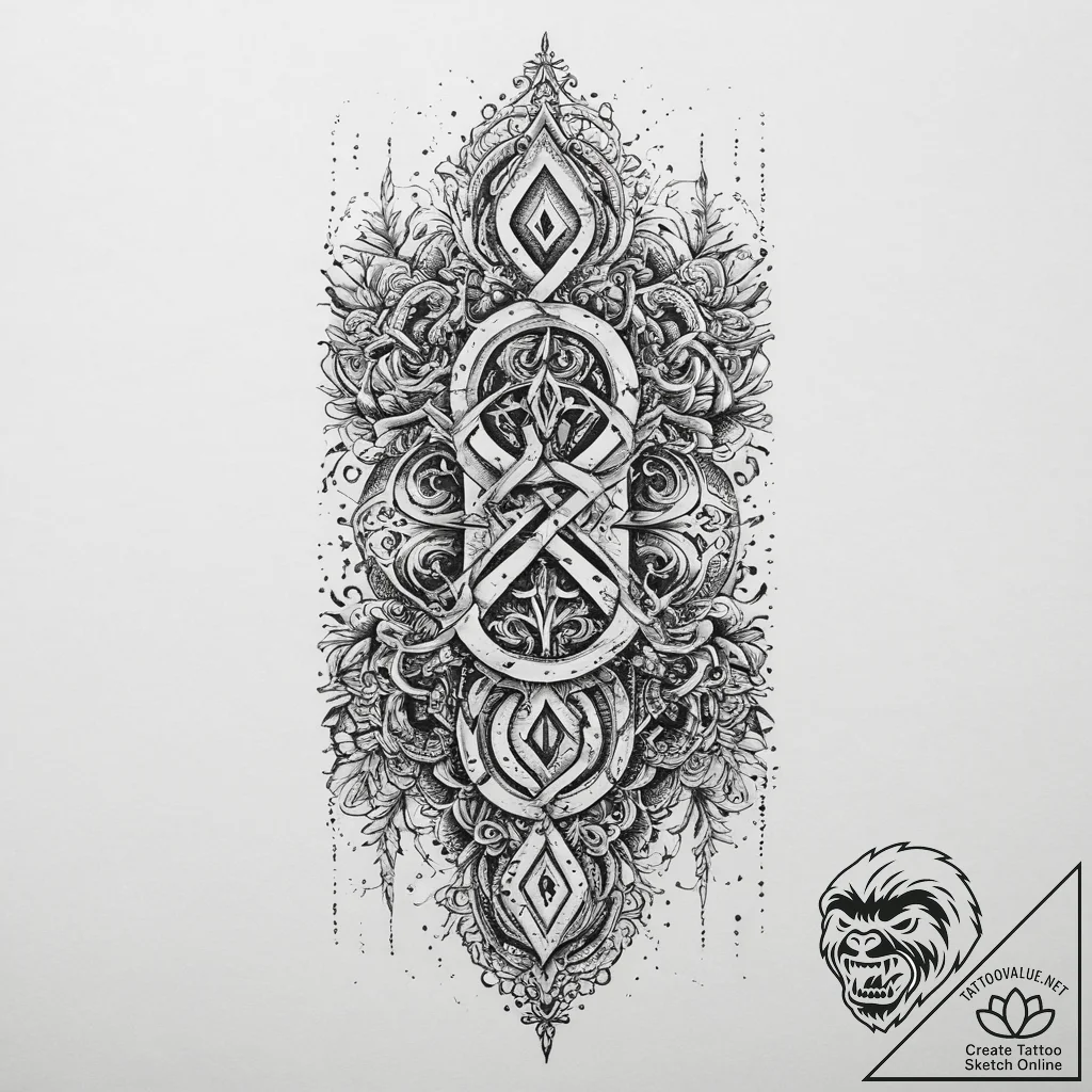 Tattoo design a fantasy scroll unfurling with... - tattoo sketch (№1754315273_0, 04.08.2025 13:47) — tattoovalue.net