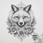 Fox, tattoo line art, sepia tone sketch, vint… – tattoo sketch (№1754315473_0, 04.08.2025 13:51) — tattoovalue.net