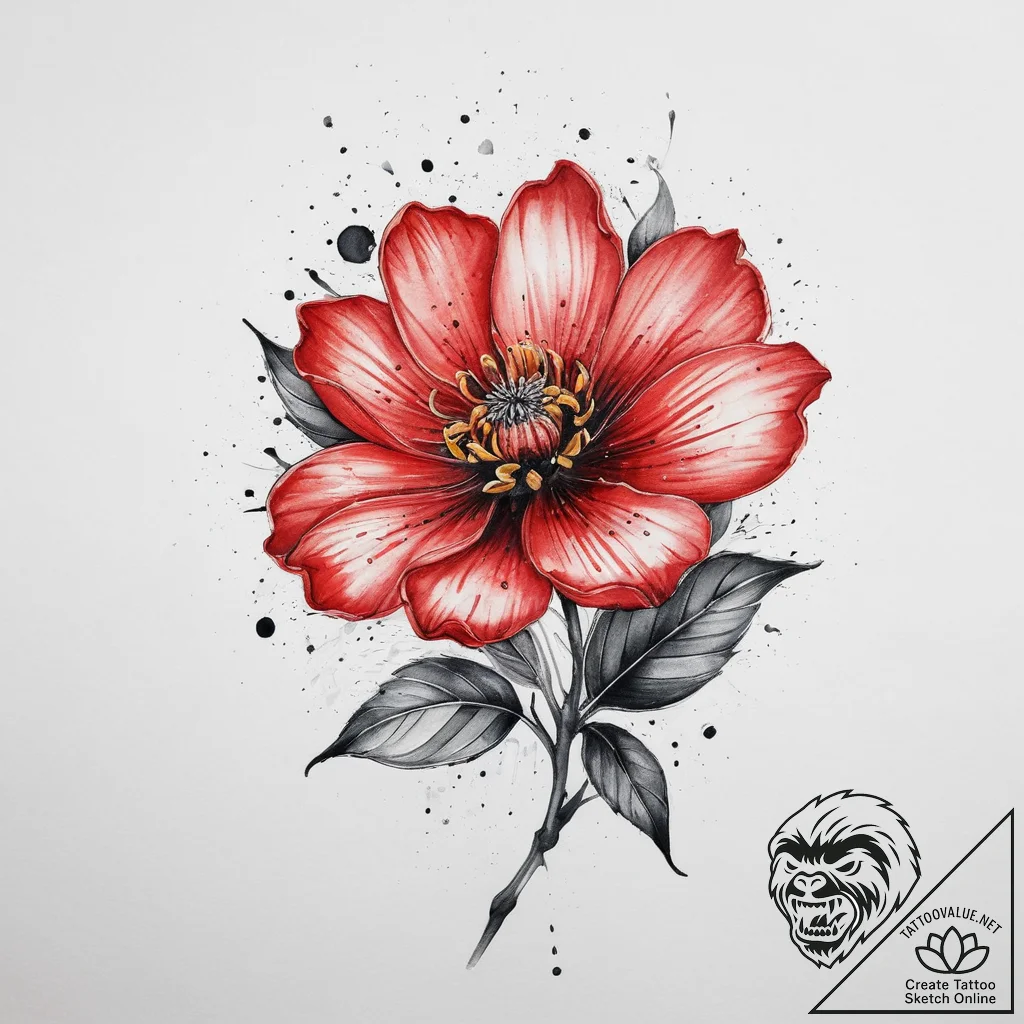 Tattoo design a blossoming flower turning int... - tattoo sketch (№1754316496_0, 04.08.2025 14:08) — tattoovalue.net