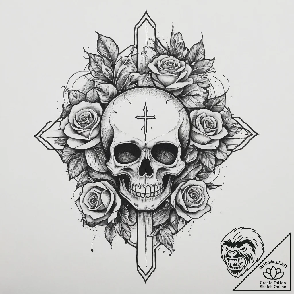 Tattoo sketch a symbol representing a persona... - tattoo sketch (№1754316698_0, 04.08.2025 14:11) — tattoovalue.net