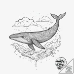 A whale swimming through clouds, concept art… – tattoo sketch (№1754318343_0, 04.08.2025 14:39) — tattoovalue.net