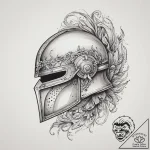 Tattoo sketch a medieval knight’s helmet with… – tattoo sketch (№1754318751_0, 04.08.2025 14:45) — tattoovalue.net