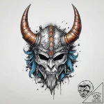 Tattoo sketch a fantasy barbarian’s horned he… – tattoo sketch (№1754319173_0, 04.08.2025 14:52) — tattoovalue.net