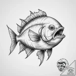 Piranha, ink illustration for tattoo, linewor… – tattoo sketch (№1754319395_0, 04.08.2025 14:56) — tattoovalue.net