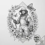 A portrait of a beekeeper holding a frame swa… – tattoo sketch (№1754319607_0, 04.08.2025 15:00) — tattoovalue.net