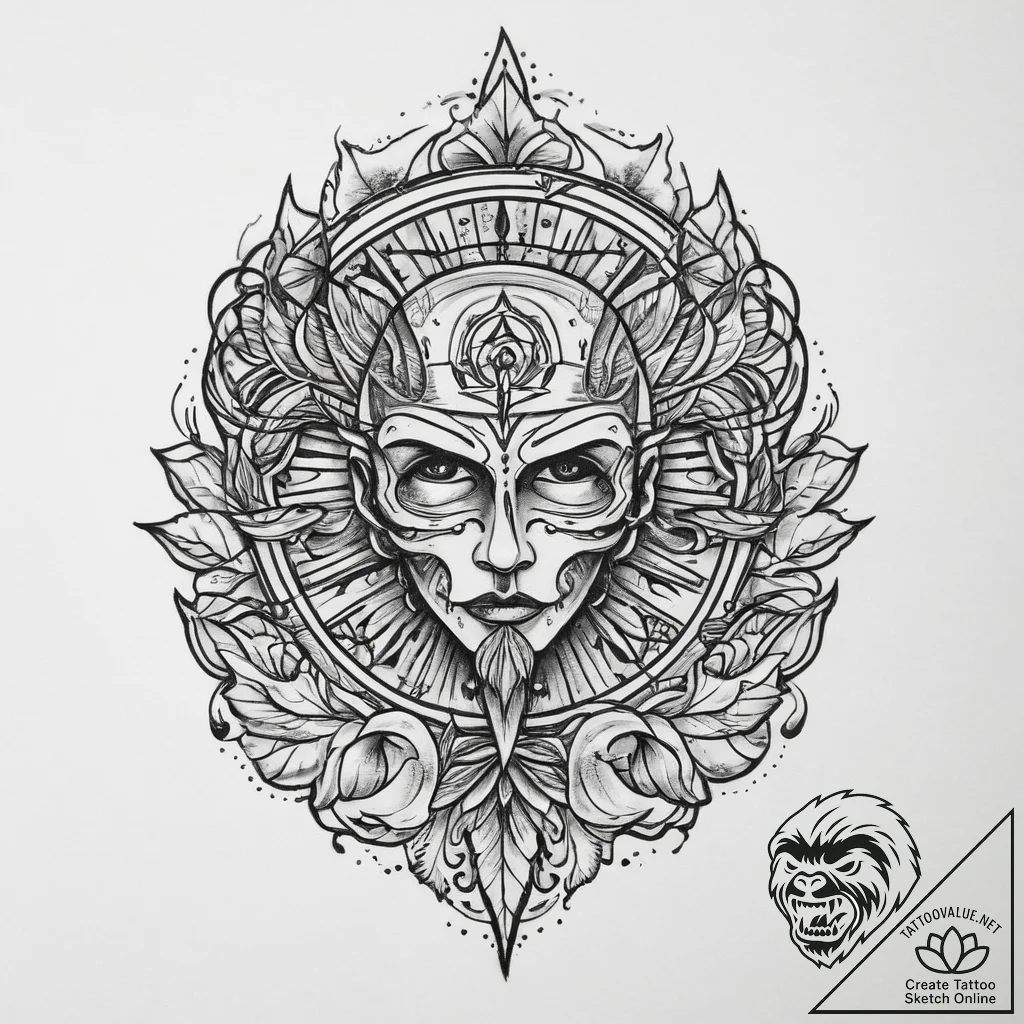 Tattoo sketch a paintbrush on one, a palette... - tattoo sketch (№1754320418_0, 04.08.2025 15:13) — tattoovalue.net
