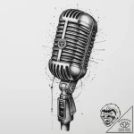A close-up of a microphone in a recording stu… – tattoo sketch (№1754322440_0, 04.08.2025 15:47) — tattoovalue.net