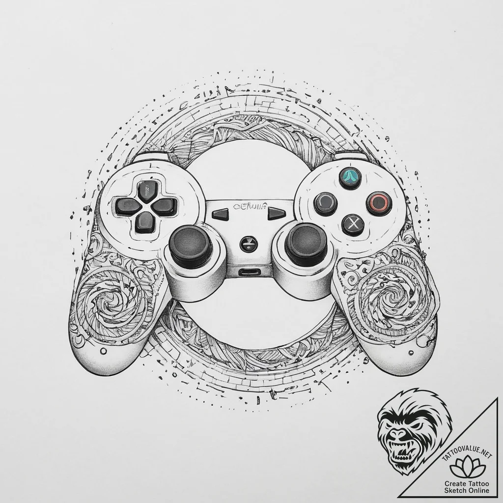 Tattoo design a controller's analog stick for... - tattoo sketch (№1754322640_0, 04.08.2025 15:50) — tattoovalue.net