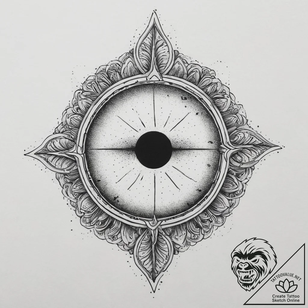 Tattoo design: a solar eclipse motif, with da... - tattoo sketch (№1754322846_0, 04.08.2025 15:54) — tattoovalue.net