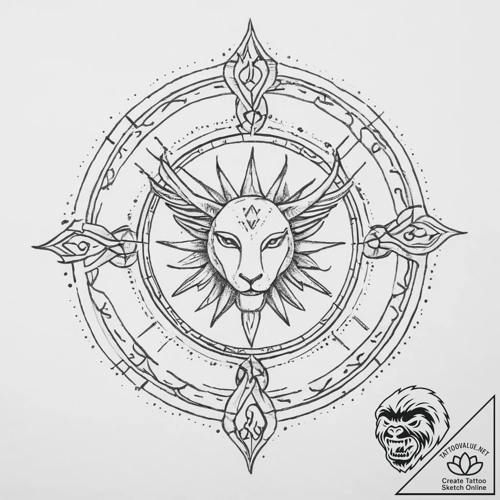 Tattoo sketch a zodiac glyph with a rough, ha... - tattoo sketch (№1754323661_0, 04.08.2025 16:07) — tattoovalue.net