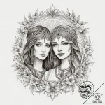 Tattoo sketch: a scene of a joyous slavic wed… – tattoo sketch (№1754324071_0, 04.08.2025 16:14) — tattoovalue.net