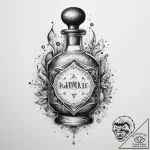 Tattoo design a magic potion bottle with a sw… – tattoo sketch (№1754324274_0, 04.08.2025 16:17) — tattoovalue.net
