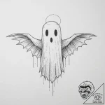 Tattoo design a small pixelated ghost linewor… – tattoo sketch (№1754324475_0, 04.08.2025 16:21) — tattoovalue.net