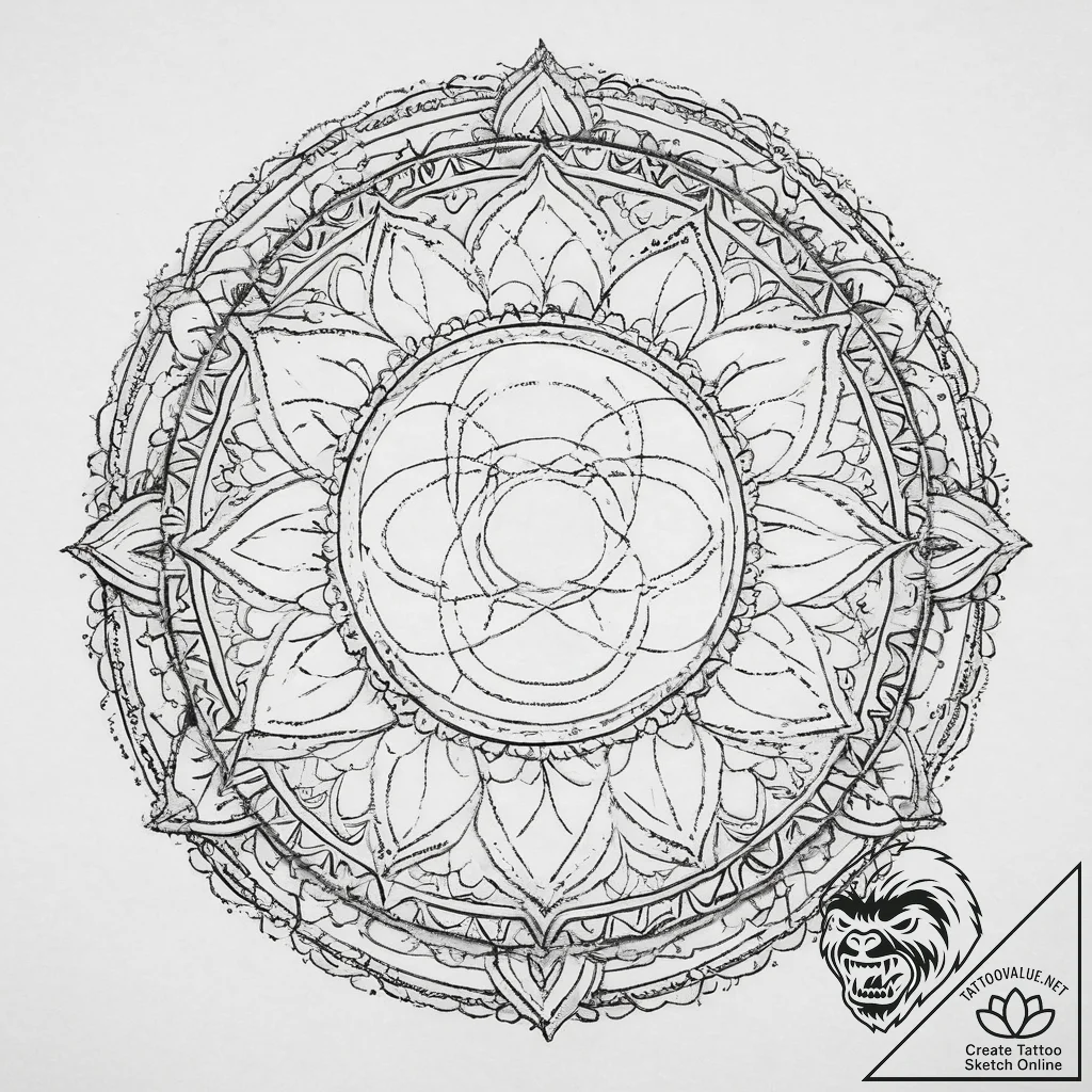 Omega (symbol), artistic tattoo sketch, sepia... - tattoo sketch (№1754324876_0, 04.08.2025 16:27) — tattoovalue.net