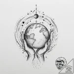 Tattoo sketch a celestial body being held by… – tattoo sketch (№1754325088_0, 04.08.2025 16:31) — tattoovalue.net