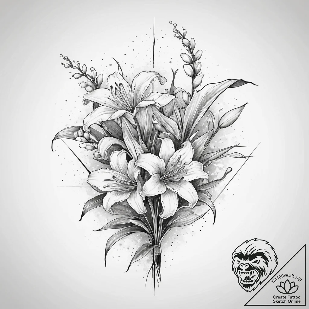 Lilies of the valley, ink illustration for ta... - tattoo sketch (№1754325294_0, 04.08.2025 16:34) — tattoovalue.net