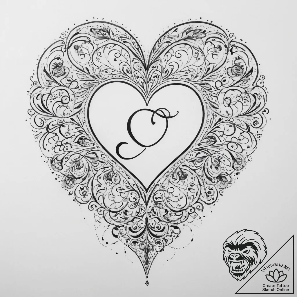 Tattoo sketch a heart silhouette made of a fa... - tattoo sketch (№1754325499_0, 04.08.2025 16:38) — tattoovalue.net