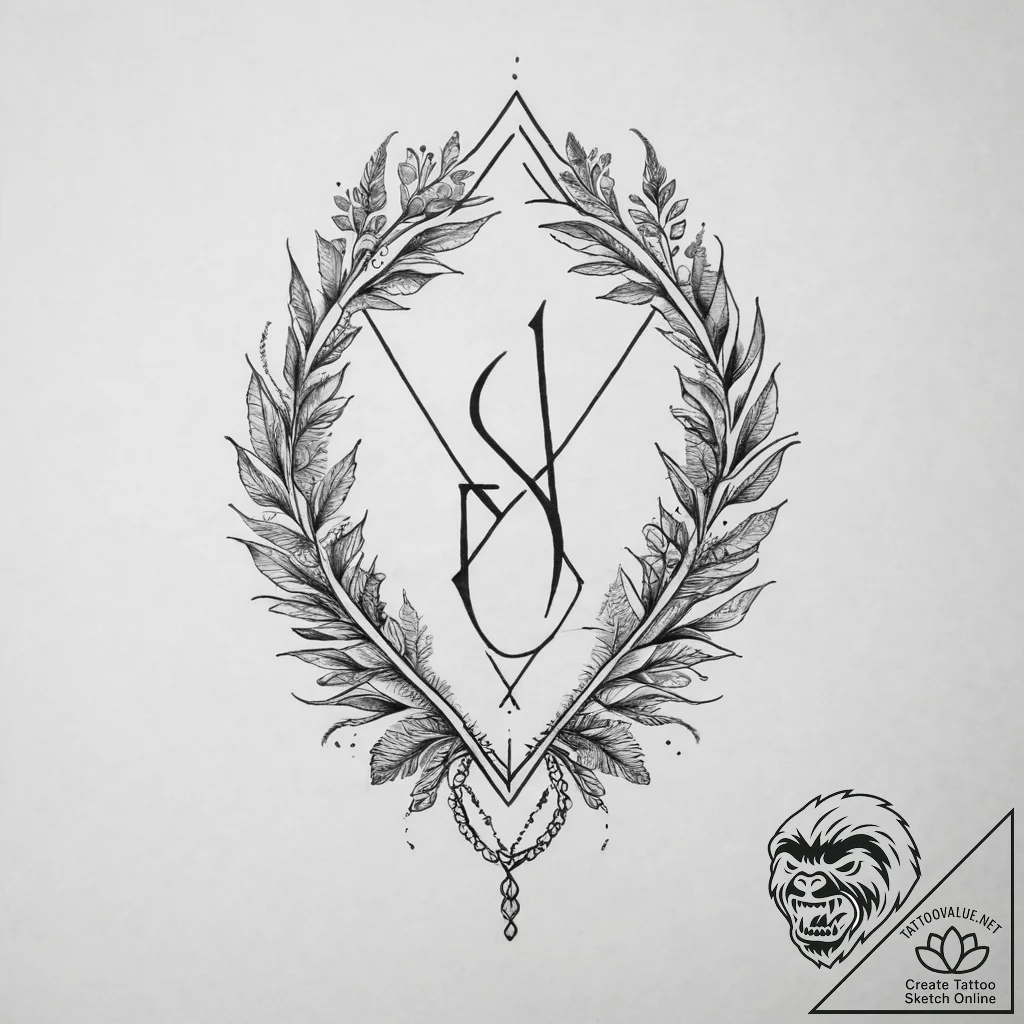 107. tattoo design: a "yest" rune with subtle... - tattoo sketch (№1754325704_0, 04.08.2025 16:41) — tattoovalue.net