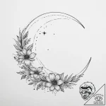 Tattoo design a crescent moon with a hidden c… – tattoo sketch (№1754327144_0, 04.08.2025 17:05) — tattoovalue.net