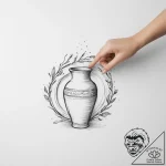A person throwing a pottery vase on a wheel. – tattoo sketch (№1754327753_0, 04.08.2025 17:15) — tattoovalue.net