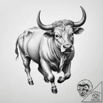 Tattoo design a taurus bull, depicted in a fl… – tattoo sketch (№1754328162_0, 04.08.2025 17:22) — tattoovalue.net