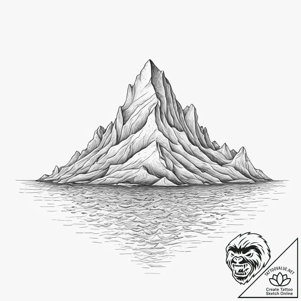 The stark beauty of icebergs floating in a ca... - tattoo sketch (№1754328366_0, 04.08.2025 17:26) — tattoovalue.net