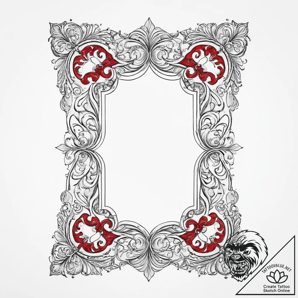 An ornate, empty picture frame, tattoo sketch... - tattoo sketch (№1754329365_0, 04.08.2025 17:42) — tattoovalue.net