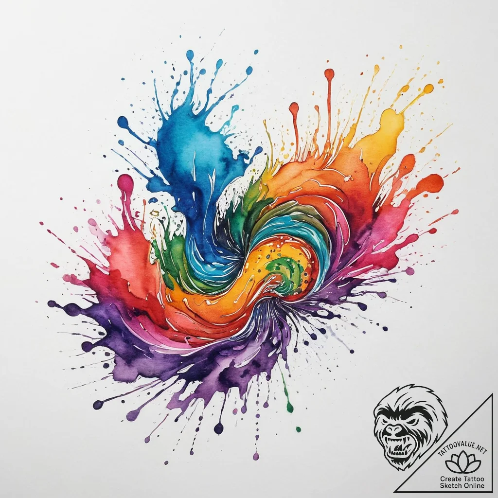 Tattoo design a flowing river of code that tr... - tattoo sketch (№1754329572_0, 04.08.2025 17:46) — tattoovalue.net