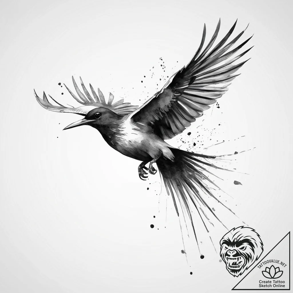 Tattoo design a silhouette of a flying bird,... - tattoo sketch (№1754330410_0, 04.08.2025 18:00) — tattoovalue.net
