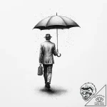 A lone figure with an umbrella walking down a… – tattoo sketch (№1754331029_0, 04.08.2025 18:10) — tattoovalue.net