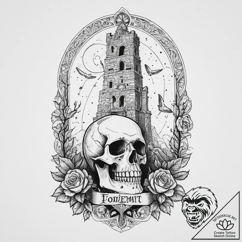 A tarot card (e.g., the fool, the hermit, the... - tattoo sketch (№1754332068_0, 04.08.2025 18:27) — tattoovalue.net