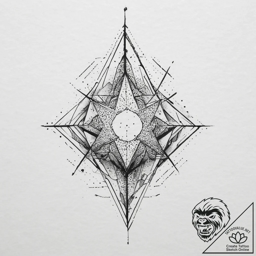 A shattered geometric shape, tattoo sketch de... - tattoo sketch (№1754332477_0, 04.08.2025 18:34) — tattoovalue.net