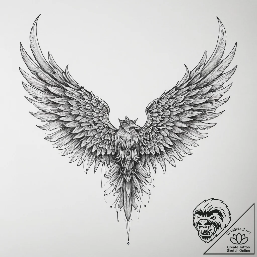 Tattoo design a valkyrie-inspired wing, stron... - tattoo sketch (№1754332683_0, 04.08.2025 18:38) — tattoovalue.net