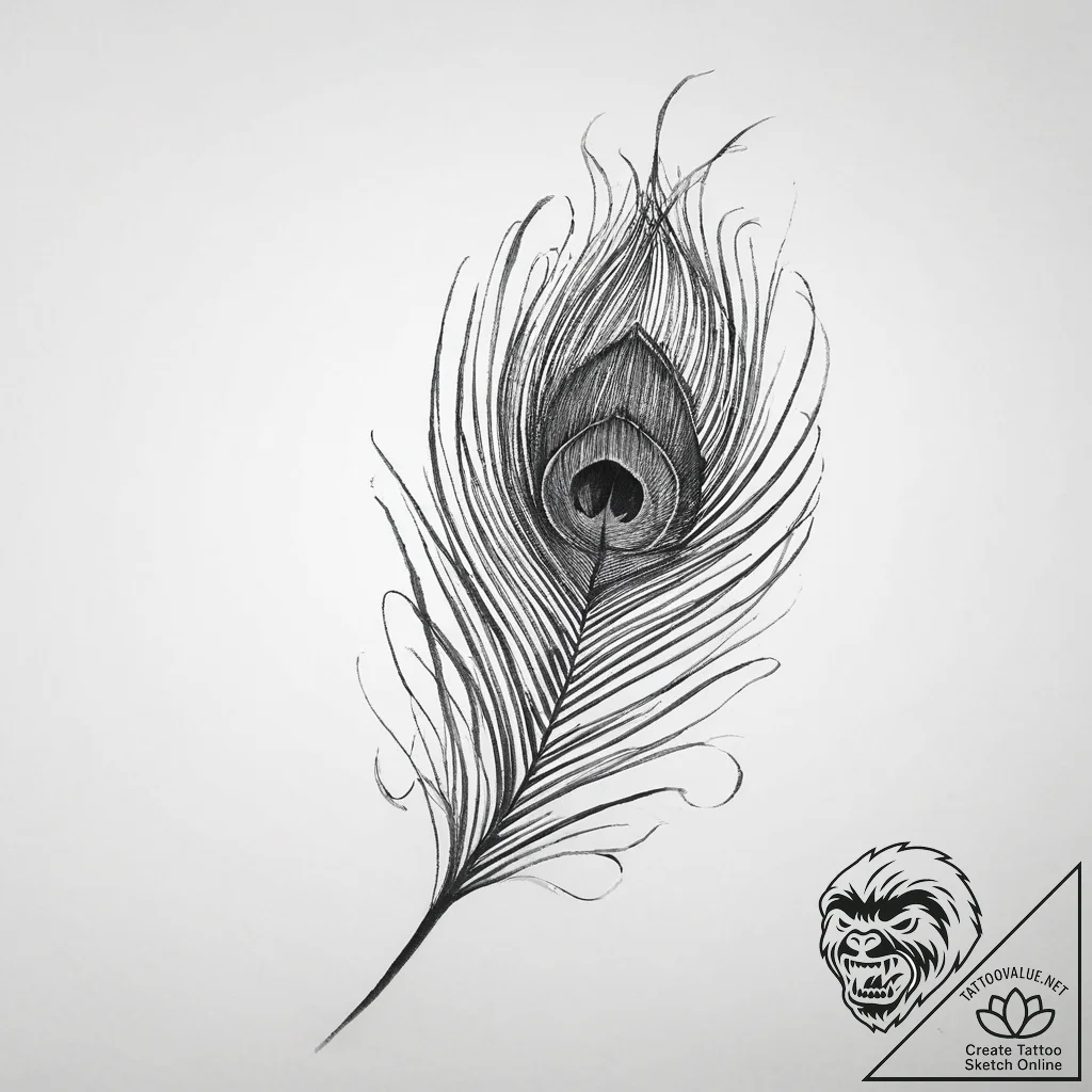 Peacock feather - tattoo sketch (№1754333097_0, 04.08.2025 18:44) — tattoovalue.net