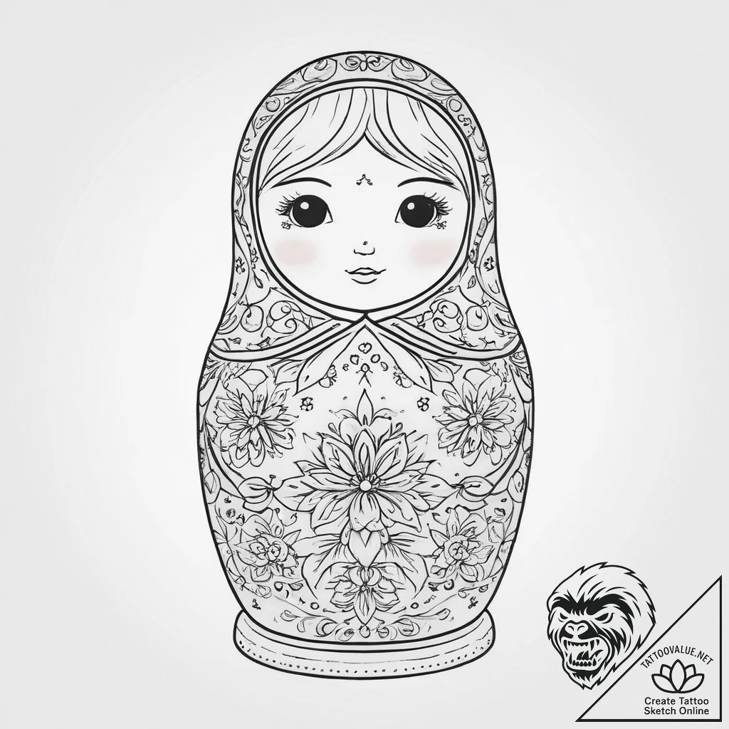 Matryoshka doll (is there, but can be a set) - tattoo sketch (№1754333711_0, 04.08.2025 18:55) — tattoovalue.net