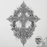 A hidden courtyard garden in the middle of a… – tattoo sketch (№1754334317_0, 04.08.2025 19:05) — tattoovalue.net